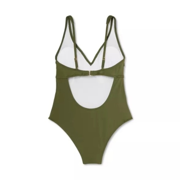 Shade & Shore Palm Plunge-Front Tie-Wrap One-Piece Swimsuit - Picture 5 of 12